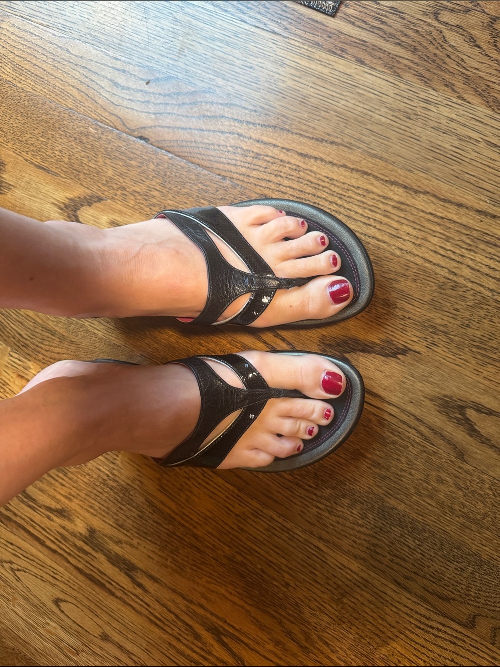 Cole Haan Black Leather Ariana Thong Sandals